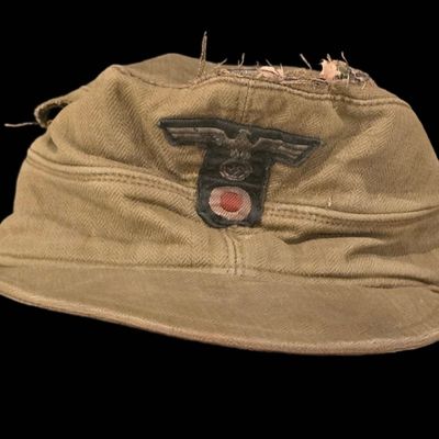 Sale Photo Thumbnail #462: WWII German M43 Tropical HBT Cap, Dresden 45
