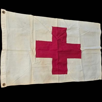 Sale Photo Thumbnail #191: WWII-Era Red Cross Medical Marker Flag, 36x21