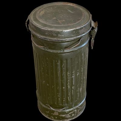 Sale Photo Thumbnail #115: WWII German Wehrmacht Gas Mask Canister, Complete