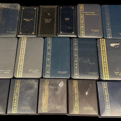Sale Photo Thumbnail #79: Lot of 20 U.S. Medal Presentation Cases, Named