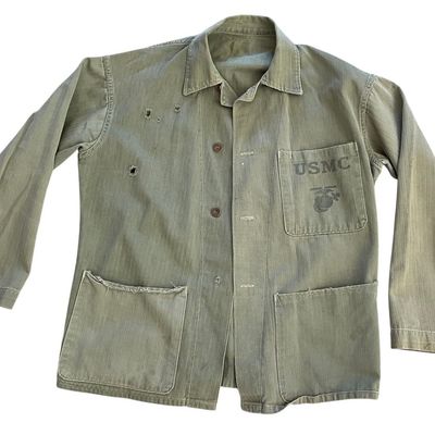Sale Photo Thumbnail #285: WWII USMC P-41 HBT Utility Jacket, Salty EGA