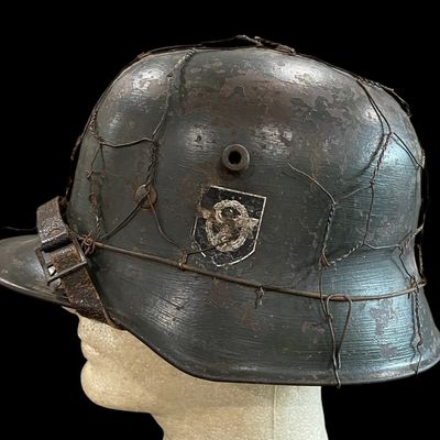 Sale Photo Thumbnail #468: WWII German Polizei M16/18 DD Stahlhelm with Wire