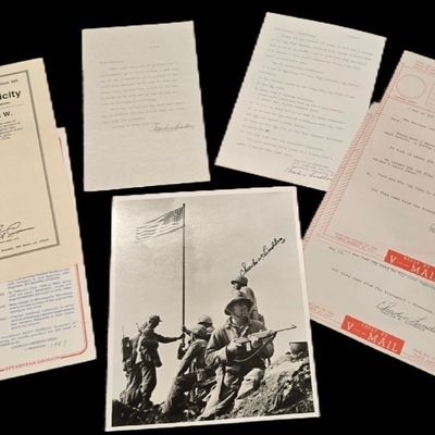 Sale Photo Thumbnail #236: Charles W. Lindberg Signed Iwo Jima First