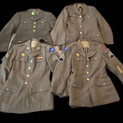 Sale Photo Thumbnail #307: WWII Four-Pocket Tunics - One Officer, Three