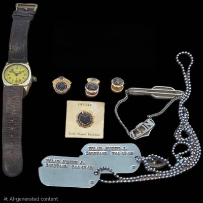 Sale Photo Thumbnail #32: NAMED WWII GI GROUP: Nolan Dog Tags, Engraved