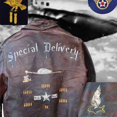 Sale Photo Thumbnail #329: WWII 351st Bomb Group Painted A-2 - ID'd GoldFish
