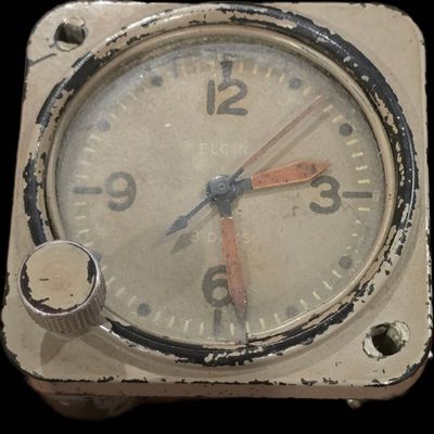 Sale Photo Thumbnail #188: WWII Elgin A-11 8-Day Aircraft Cockpit Clock