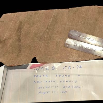 Sale Photo Thumbnail #46: SCARCE ETO: WACO CG-4A Glider Skin Fragment &