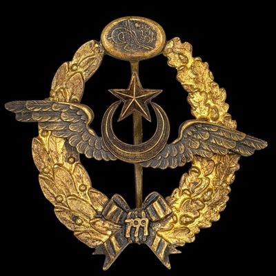Sale Photo Thumbnail #63: RARE WWI Ottoman Military Pilot's Badge, Tughra