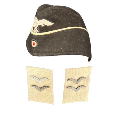 Sale Photo Thumbnail #458: WWII Luftwaffe Cap and White Waffenfarbe Tabs