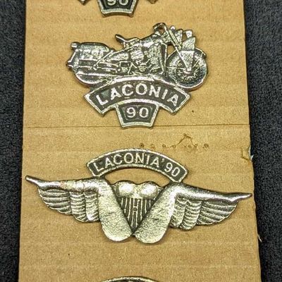 4 Silver Tone 1990 Bike Week Laconia Pinback Pins