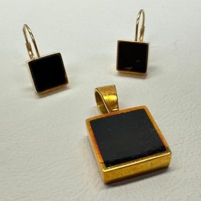 14k Gold Bernard K Passman Earrings & Pendant Set