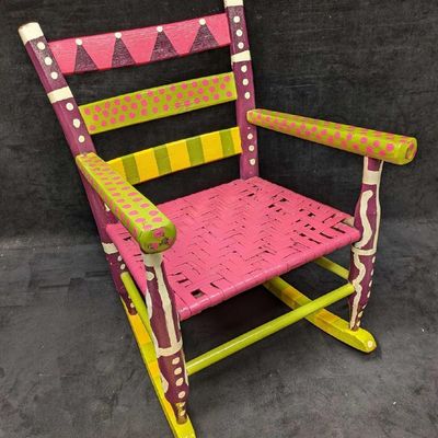 Whimsical Painted Child's Rocking Chair