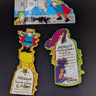 3 Absolut Vodka Peppar Advertising Art Pins / Brooches B