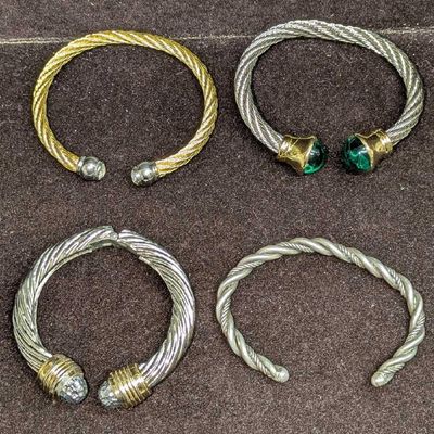 4 Vintage Gold Silver Tone Cuff Bracelets