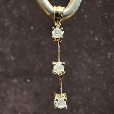 14K Triple Accent Diamond Dangle Gold Pendant