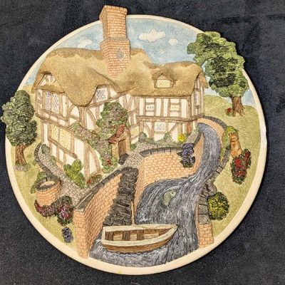Vintage David Winter Cottages On The Riverbank Plate