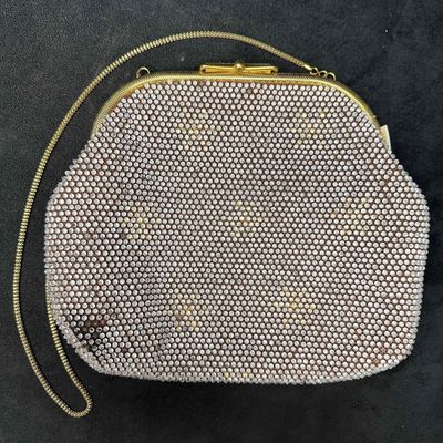 Vintage Beaded Rhinestone Encrusted Bead Clutch Laura Lee Bag Handbag Purse