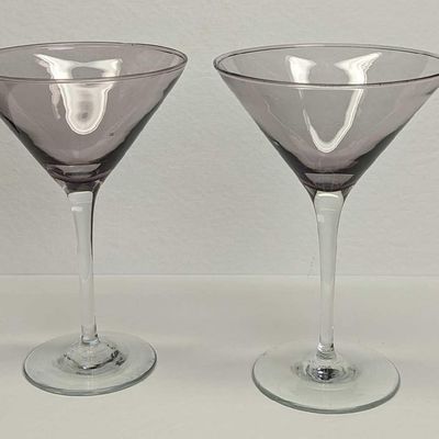 2 Vintage Glass Martini Glasses A