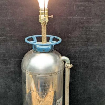Vintage Converted Fire Extinguisher Table Lamp