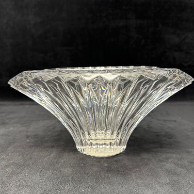 Mikasa Style Crystal Excelsior Vertical Cuts Oval Flared Centerpiece Bowl