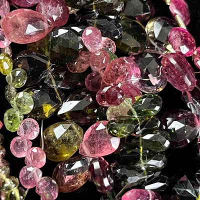 Assorted Multicolored Tourmaline Cut Bead Strands