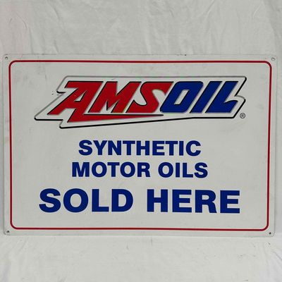 AMSOIL Synthetic Motor Oils Sold Here Amsoil Oil Company Ad Advertisement Garage Decor Metal Sign