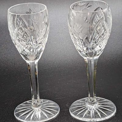 2 Retired Glass American Cut Vega Cordial Glasses B