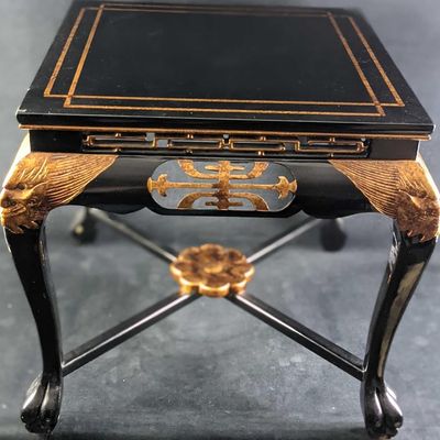 Oriental Black Lacquer Gold Inlay Coffee Table