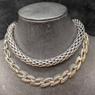 Napier And Monet Silver Tone Choker Necklaces