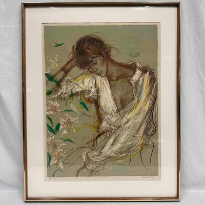 Jacques James Pecnard Claudine Framed Lithograph Signed and Numbered in Pencil