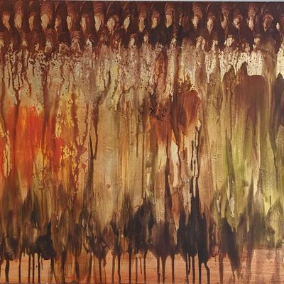 Large Vintage Abstract Print On Wood