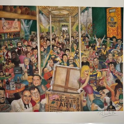 Absolut Robert Cenedella Cafe Carillon Hand Signed Numbered Lithograph Color Print 217/300