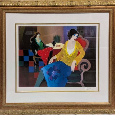 Framed Itzchak Tarkay Little Round Table Seriolithograph
