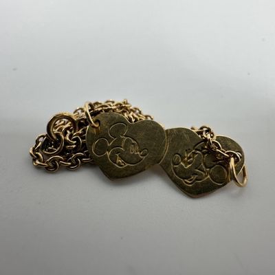 Double Heart Mickey and Minnie Mouse 14K Gold Bracelet Disney