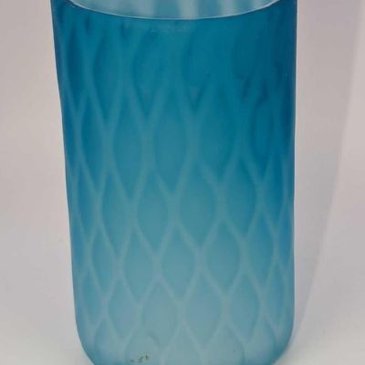 Vintage Blue Air Trap Diamond Satin Glass Tumbler