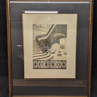 Framed Art Nouveau Style Architecture Staircase Print