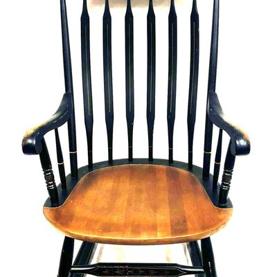 Antique L Hitchcock Black Harvest Arrow Back Rocking Chair