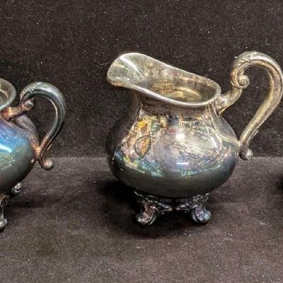 Vintage Silver Plate Reed And Barton Creamer Sugar Bowl Footed Bowl