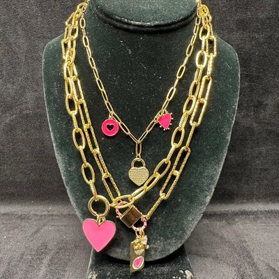 Melania Clara Alexa Rae Assorted Gold Necklace Rhinestone Accent Chain Set L97