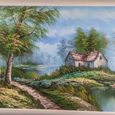 JB Framed Original Oil On Panel Mountain Landscape