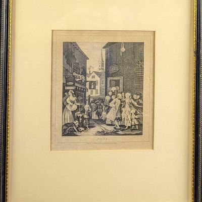 Framed Noon Engraving By T. Cook After W. Hogarth
