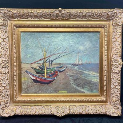 Textured Canvas Print Vincent Van Gogh Fishing Boats On The Beach At Saintes-Maries