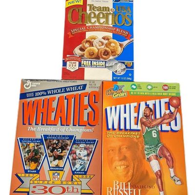 Three Collectable Cereal Boxes Cheerios Wheaties