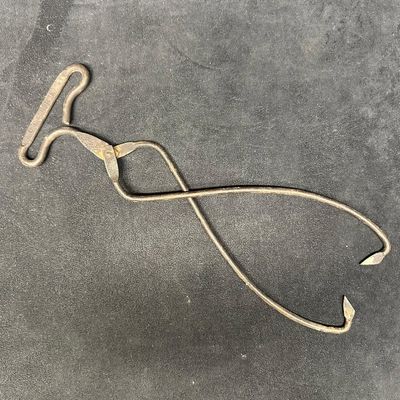 Antique Forged Iron Blacksmith Tongs with T-Handle