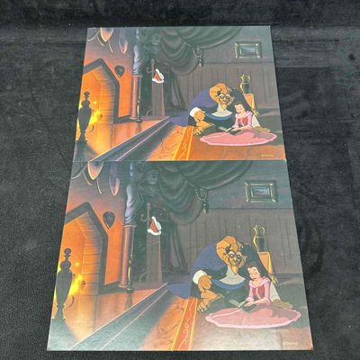 Lot of Two Disney Beauty and The Beast Offset Lithographs Set