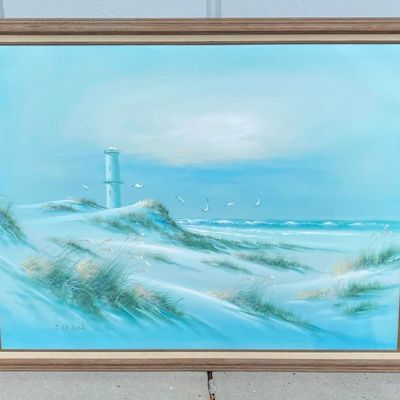 Beach Lighthouse Scene Painting JB