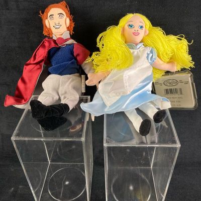 Set of (2) Disney Plush Bean Bag Dolls Alice and Prince Phillip