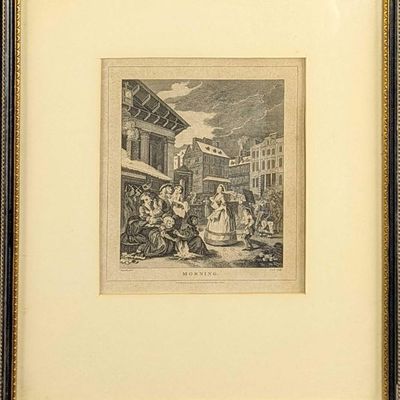 Framed Morning Engraving By T. Cook After W. Hogarth
