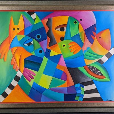 Framed Original Dania Sierra Acyclic On Canvas "The Birds"